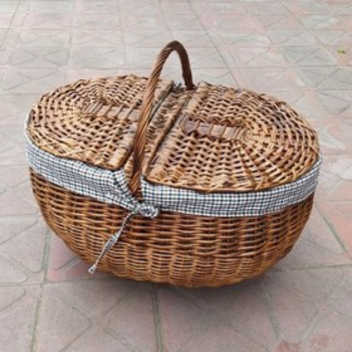 سبد پیک نیک حصیری درب دار